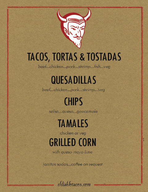 El Diablo Tacos Trailer menu