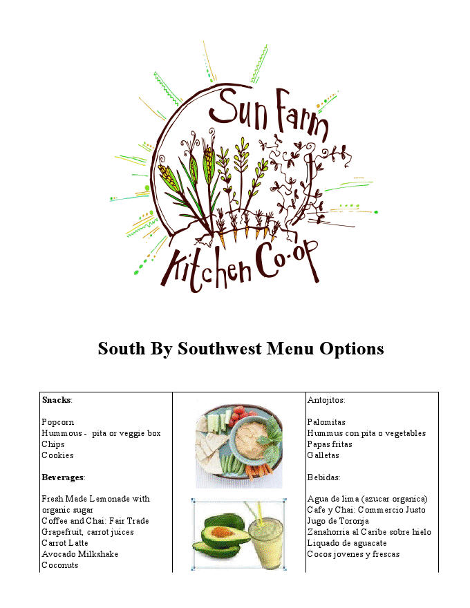 Sun Farm Kitchen Trailer menu