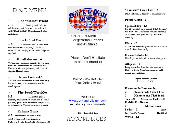 Dock and Roll Trailer menu