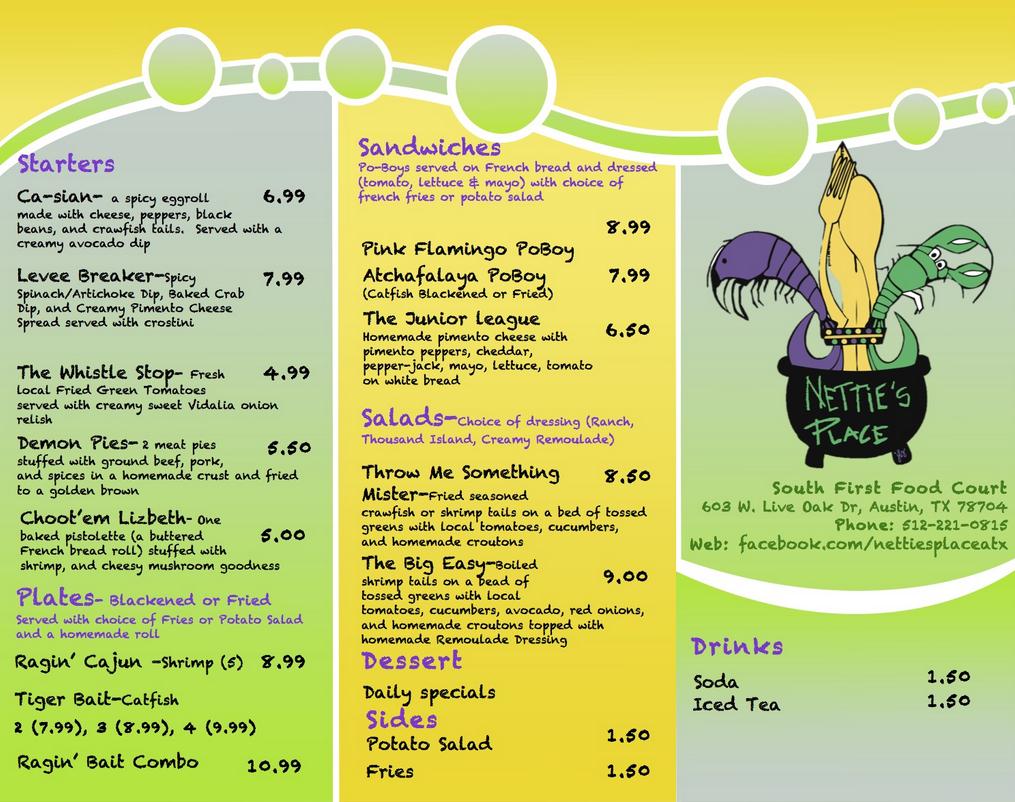 Nettie's Place Trailer Menu